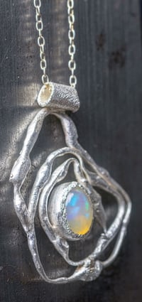 Image 2 of 'squigger no.3' - Recycled silver and opal pendant