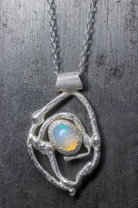 Image 1 of 'squigger no.4' - Recycled silver and opal pendant