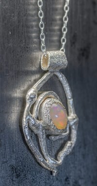 Image 2 of 'squigger no.4' - Recycled silver and opal pendant