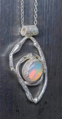 Image 2 of 'squigger no.5' - Recycled silver and opal pendant