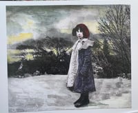 Image 1 of Vintage girl in winter  landscape scene quality art print