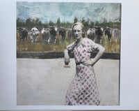 Vintage woman with cows quality art Print