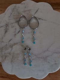 Image 3 of Ice Blue Diamond Danglies (Silver)