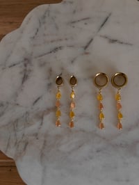 Image 3 of Peachy Orange Diamond Danglies (Gold)