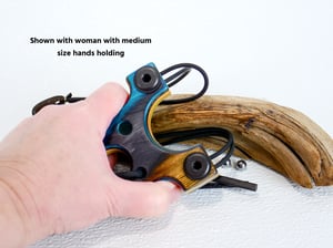 Image of Wooden Slingshot Spectraply The Twister Sling Shot, Right hand pull, Left Hand hold, OOAK 