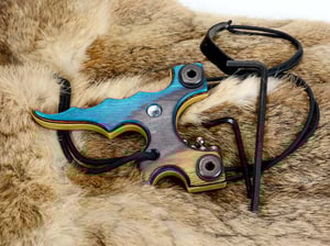 Image of Wooden Slingshot Spectraply The Twister Sling Shot, Right hand pull, Left Hand hold, OOAK