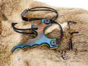 Image of Wooden Slingshot Spectraply The Twister Sling Shot, Right hand pull, Left Hand hold, OOAK