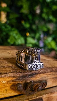 Image 1 of 👑The Armored Kingdom Silver Thunderstrike Hammer of Mjolnir Ring-Thor’s Hammer Design