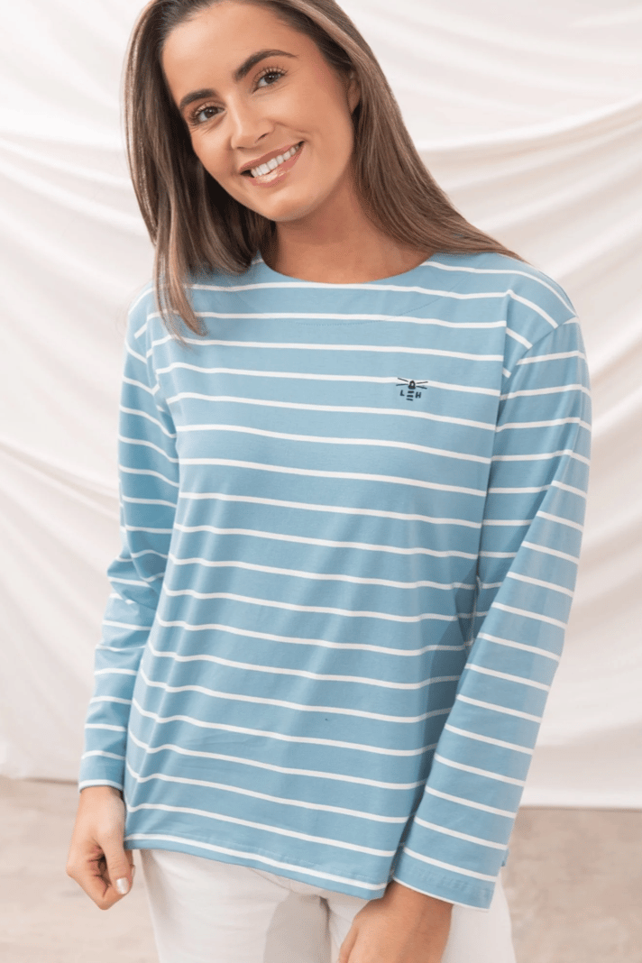 Image of Causeway Breton Top - Marine Blue Stripe