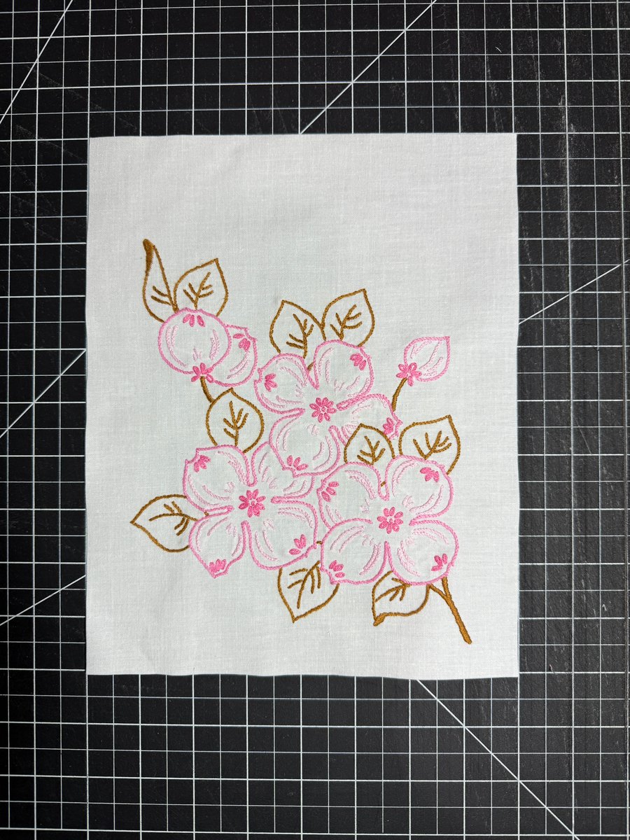 Image of Pink floral embroidery, 8” x 10”