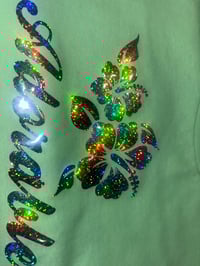 Image 2 of Adorable Hologram Hibiscus Tee Light Lime Green ๐๐บ