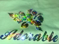 Image 1 of Adorable Hologram Hibiscus Tee Light Lime Green 💚🌺