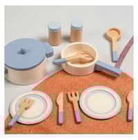 Image 1 of Avery Wooden Pot & Pan Set