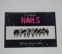 Image 1 of Noir Blossom - Handmade Press On Nails (Medium)