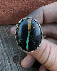 Image 5 of WL&A Handmade Heavy Ingot Black Jack Ribbon Turquoise Ring - Size 13 