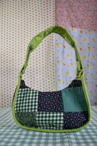 Image 2 of Shojo Princess Patch Bag (Green + Green Gingham)