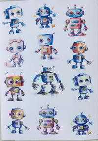 Image 4 of Humanoid Tee - Kids Youth Girls and Boys Blue Funny Quirky Robot T-shirt