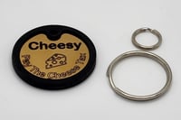 Image 4 of "The Cheese Tax" Custom Pet ID Cat Quiet Dog Tag Round Stainless Steel 2-Sides Free Shipping