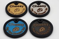 Image 1 of "The Cheese Tax" Custom Pet ID Cat Quiet Dog Tag Round Stainless Steel 2-Sides Free Shipping