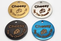 Image 1 of "The Cheese Tax" Custom Pet ID Cat Dog Tag Round Stainless Steel Frenchie 2-Sides Free Shipping
