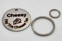 Image 3 of "The Cheese Tax" Custom Pet ID Cat Dog Tag Round Stainless Steel Frenchie 2-Sides Free Shipping