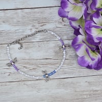 Image 3 of Blue and Purple Dragonfly Anklet 