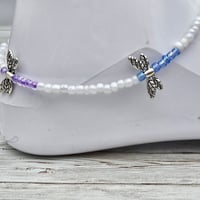 Image 2 of Blue and Purple Dragonfly Anklet 