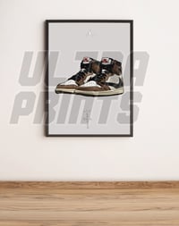 Image 1 of Travis Scott Jordan 1 A3 Framed