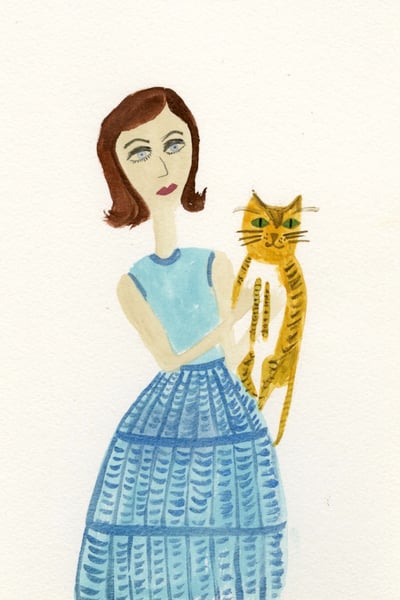 Image of Proud cat lady. original painting