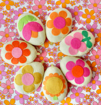 Image 3 of ***SALE! Was £21.50 Now £16!*** Retro Mod Felt Floral Easter Eggs - Set of 7