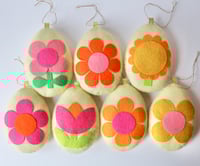 Image 1 of ***SALE! Was £21.50 Now £16!*** Retro Mod Felt Floral Easter Eggs - Set of 7