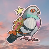 Image 1 of fish backpack pigeon sticker