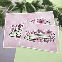 Image 1 of Art Print - Drawing makes me Happy - Pink