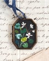 White geranium ~ original collage in locket 