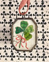 Clover with bow ~ original collage in locket