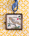 Cerise folk bird ~ original collage in locket