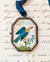 Cassis folk bird ~ original collage in locket 