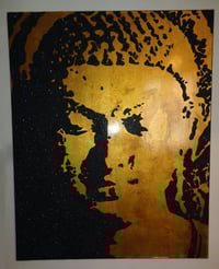 Image 4 of Gold Buddha on Canvas (Distressed Gold Leaf / craquelure lacquer)