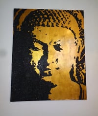 Image 1 of Gold Buddha on Canvas (Distressed Gold Leaf / craquelure lacquer)