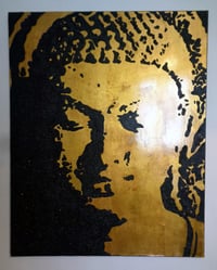 Image 5 of Gold Buddha on Canvas (Distressed Gold Leaf / craquelure lacquer)