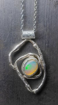 Image 1 of 'squigger no.5' - Recycled silver and opal pendant