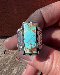 Image 4 of WL&A Handmade Heavy Ingot Webbed Royston Turquoise Ring - Size 11