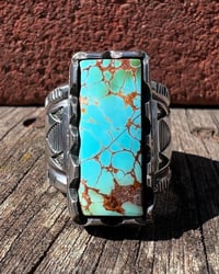 Image 3 of WL&A Handmade Heavy Ingot Webbed Royston Turquoise Ring - Size 11