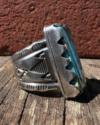 Image 5 of WL&A Handmade Heavy Ingot Webbed Royston Turquoise Ring - Size 11