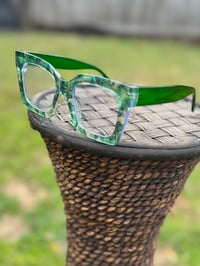 Image 2 of Green Floral Clear Frames