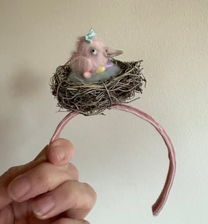 Image of Bird-in-a-Nest Headband for Blythe Dolls In Pink