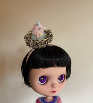 Image of Bird-in-a-Nest Headband for Blythe Dolls In Pink