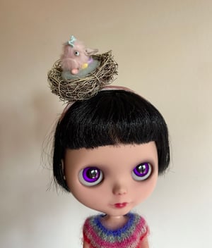 Image of Bird-in-a-Nest Headband for Blythe Dolls In Pink