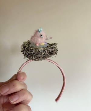 Image of Bird-in-a-Nest Headband for Blythe Dolls In Pink