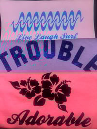 Image 3 of Trouble Tee Lilac and Navy Sparkle 💜💜